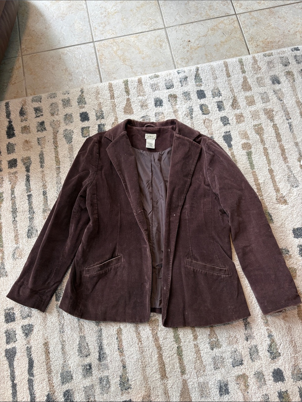 LL Bean women’s Vintage style Corduroy Blazer Jacket in Dark Brown